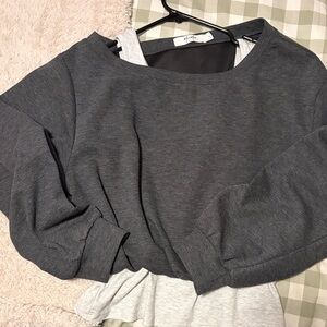 Charcoal Cropped Sweatshirt - Dark Gray Pullover